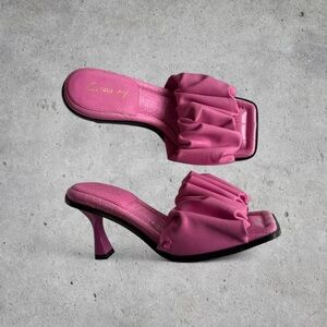 Stunning Circus by Sam Edelman ‘Slade’ Pink Crush Heeled Mules w/ Ruffle- US 7.5